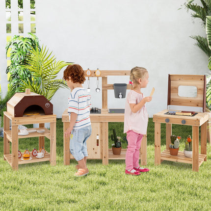 3-Piece Outdoor Kitchen Set, Wooden Mud Kitchen