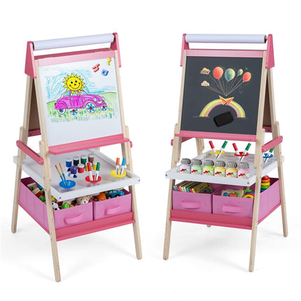 Costzon 3 in 1 Double-Sided Standing Easel with Magnetic Whiteboard