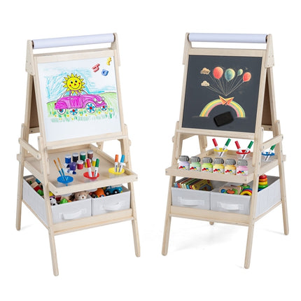 Costzon 3 in 1 Double-Sided Standing Easel with Magnetic Whiteboard
