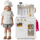 Costzon Kids Kitchen Set, Pretend Play Kitchen with Stoves, Faucet, Sink, Telephone, Microwave & Oven