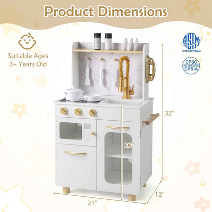 Costzon Kids Kitchen Set, Pretend Play Kitchen with Stoves, Faucet, Sink, Telephone, Microwave & Oven