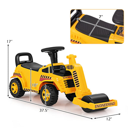 Costzon Ride on Road Roller, Toddler Ride on Car with Adjustable Roller
