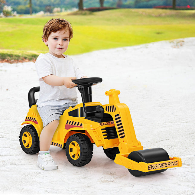 Costzon Ride on Road Roller, Toddler Ride on Car with Adjustable Roller