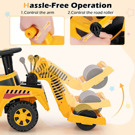 Costzon Ride on Road Roller, Toddler Ride on Car with Adjustable Roller