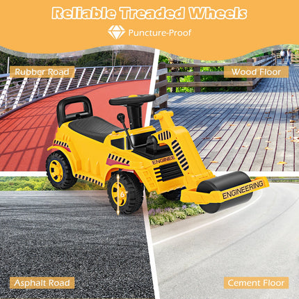 Costzon Ride on Road Roller, Toddler Ride on Car with Adjustable Roller