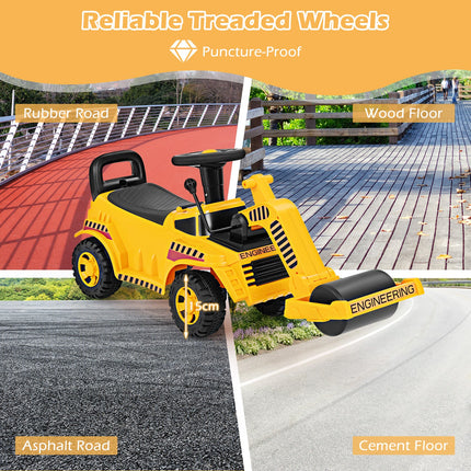 Costzon Ride on Road Roller, Toddler Ride on Car with Adjustable Roller