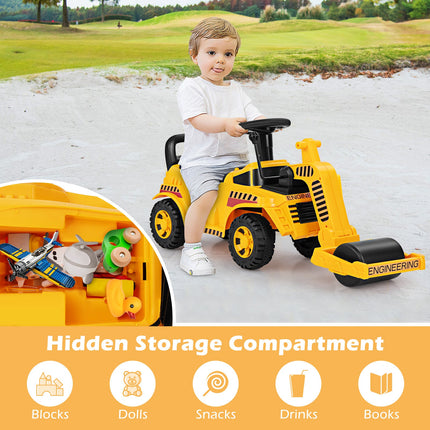Costzon Ride on Road Roller, Toddler Ride on Car with Adjustable Roller