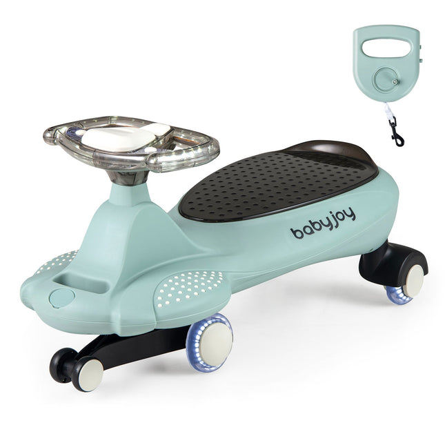 Costzon Ride on Wiggle Car w/Under-Seat Storage, 2 in 1 Swing Car with Hauling Rope