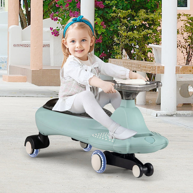 Costzon Ride on Wiggle Car w/Under-Seat Storage, 2 in 1 Swing Car with Hauling Rope