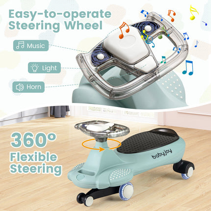 Costzon Ride on Wiggle Car w/Under-Seat Storage, 2 in 1 Swing Car with Hauling Rope