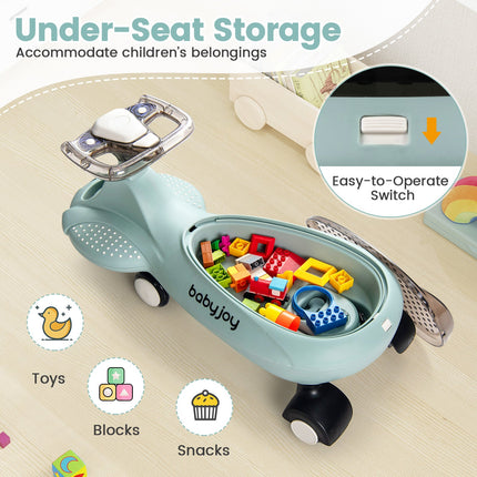 Costzon Ride on Wiggle Car w/Under-Seat Storage, 2 in 1 Swing Car with Hauling Rope