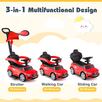 Costzon 3-in-1 Ride on Push Car, Mercedes-Benz Licensed Foot to Floor Sliding Car