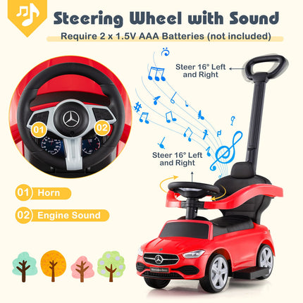 Costzon 3-in-1 Ride on Push Car, Mercedes-Benz Licensed Foot to Floor Sliding Car