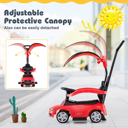 Costzon 3-in-1 Ride on Push Car, Mercedes-Benz Licensed Foot to Floor Sliding Car