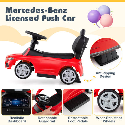 Costzon 3-in-1 Ride on Push Car, Mercedes-Benz Licensed Foot to Floor Sliding Car