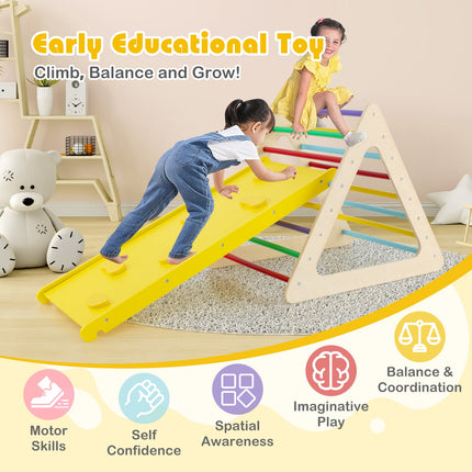 Toddler Triangle Set Montessori, 3 Piece Kids Climbing Toys Indoor with 2 Climbing Triangles and 1 Ramp