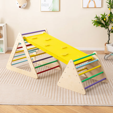 Toddler Triangle Set Montessori, 3 Piece Kids Climbing Toys Indoor with 2 Climbing Triangles and 1 Ramp