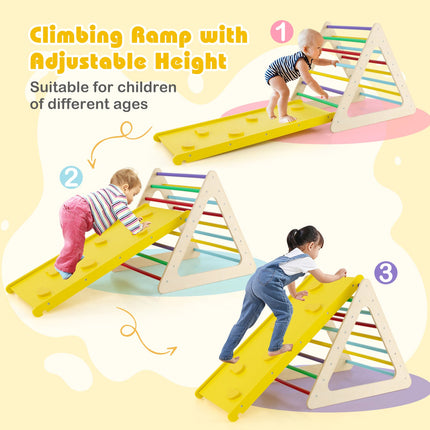 Toddler Triangle Set Montessori, 3 Piece Kids Climbing Toys Indoor with 2 Climbing Triangles and 1 Ramp