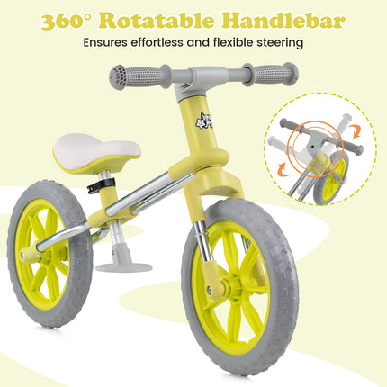 Costzon 12” Balance Bike, 2 Wheels Children’s Bicycle with Adjustable Seat