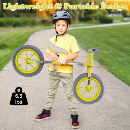 Costzon 12” Balance Bike, 2 Wheels Children’s Bicycle with Adjustable Seat