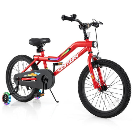 BABY JOY Lighted Kids Bike, 16 18 Inch Children Bicycle with 7-Mode LED Lighted Frame