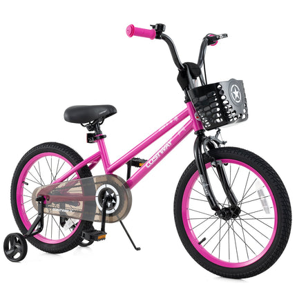 BABY JOY Starry Kids Bike, 12 14 16 18 Inch Bicycle with Training Wheels, Storage Basket
