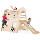 Costzon 8-in-1 Wooden Indoor Jungle Gym with Climbing Wall & Slide