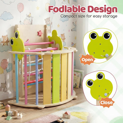 Triangle Climbing Set Foldable Jungle Gym with Arch Ramp and Climber-Multicolor