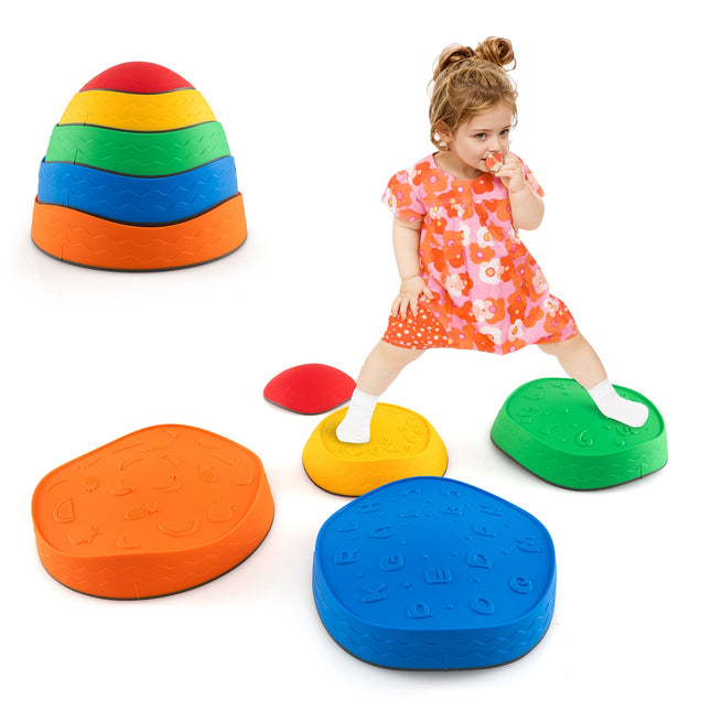 Costzon 5 Pcs Balance Stepping Stones for Kids, Indoor Outdoor Obstacle Course Sensory Toys