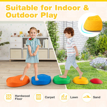 Costzon 5 Pcs Balance Stepping Stones for Kids, Indoor Outdoor Obstacle Course Sensory Toys