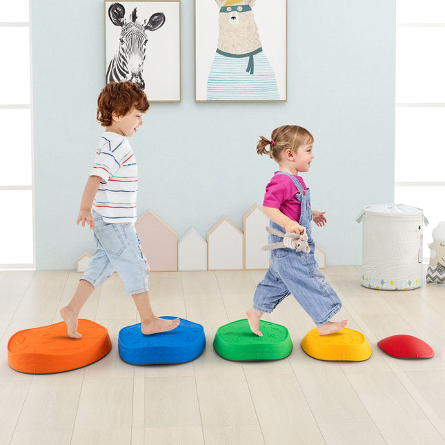 Costzon 5 Pcs Balance Stepping Stones for Kids, Indoor Outdoor Obstacle Course Sensory Toys