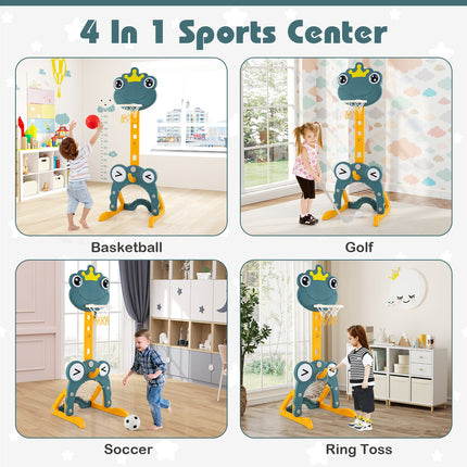 4-in-1 Toddler Basketball Hoop Kids Indoor/Outdoor Activity Center for 3+ Kids