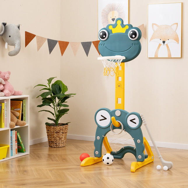 4-in-1 Toddler Basketball Hoop Kids Indoor/Outdoor Activity Center for 3+ Kids