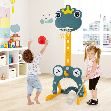 4-in-1 Toddler Basketball Hoop Kids Indoor/Outdoor Activity Center for 3+ Kids