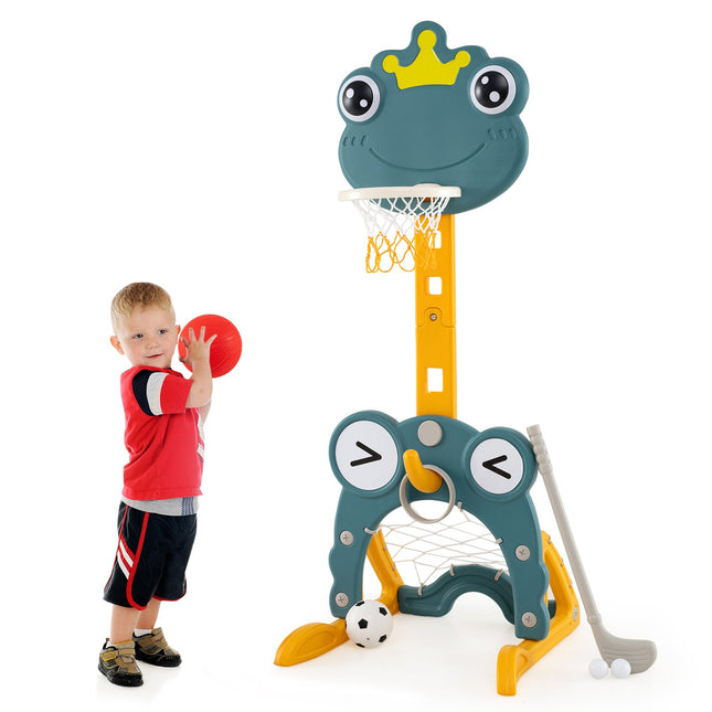 4-in-1 Toddler Basketball Hoop Kids Indoor/Outdoor Activity Center for 3+ Kids