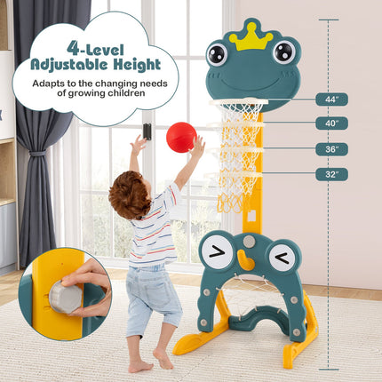 4-in-1 Toddler Basketball Hoop Kids Indoor/Outdoor Activity Center for 3+ Kids