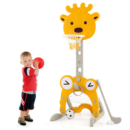 4-in-1 Toddler Basketball Hoop Kids Indoor/Outdoor Activity Center for 3+ Kids