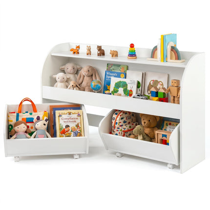 Costzon Kids Toy Shelf with 2 Rolling Drawers | Toddler Toy Storge Organizer