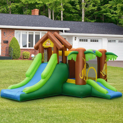 BOUNTECH Inflatable Bounce House, Jungle Jumping Bouncer w/ Double Slides (Without Blower) - costzon