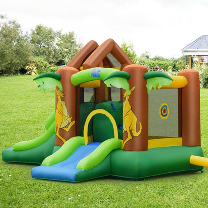 BOUNTECH Inflatable Bounce House, Jungle Jumping Bouncer w/ Double Slides (Without Blower) - costzon