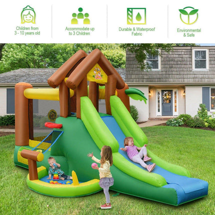BOUNTECH Inflatable Bounce House, Jungle Jumping Bouncer w/ Double Slides (Without Blower) - costzon
