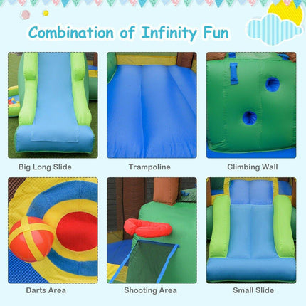BOUNTECH Inflatable Bounce House, Jungle Jumping Bouncer w/ Double Slides (Without Blower) - costzon