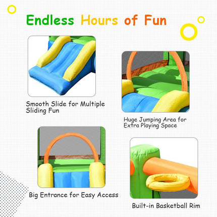 Inflatable Bounce House, Castle Jump and Slide Bouncer with Oxford Mesh Wall - costzon