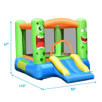 Inflatable Bounce House, Castle Jump and Slide Bouncer with Oxford Mesh Wall - costzon