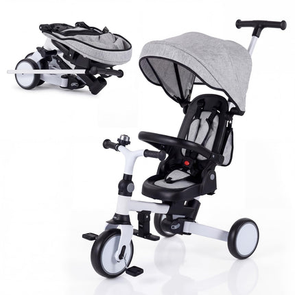 Costzon Kids Tricycle 8-in-1 Folding Toddler Trike  Handle Removable & Adjustable Canopyight