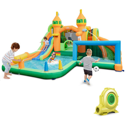 BOUNTECH Inflatable Water Slide Park, 9 in 1 Mega Waterslide Bounce House for Outdoor w/Dual Slides