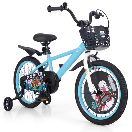 Costzon Kids Bike, 18 Inch Child Bike for 3-8 Years Old with Adjustable Height, Training Wheels