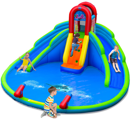 Costzon Inflatable Water Slide for Kids, Mighty Kids Inflatable Water Park w/Splash Pool