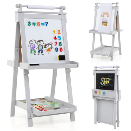 Costzon Easel for Kids 3 In 1 Foldable Art Easel with Magnetic White Board