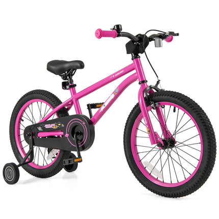 Costzon Outer Space Kids Bike, 18 Inch Sport Bicycle for 4-7 Years Old w/Adjustable Saddle, Training Wheels